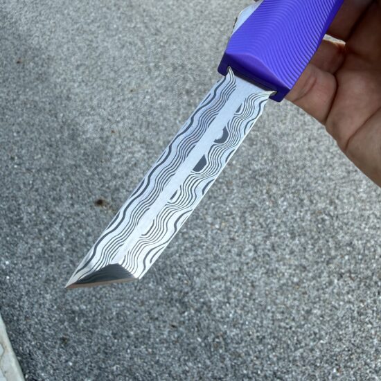 0331 Pulsar Purple/Stainless Baker Forge Zeus Double Edge Tanto