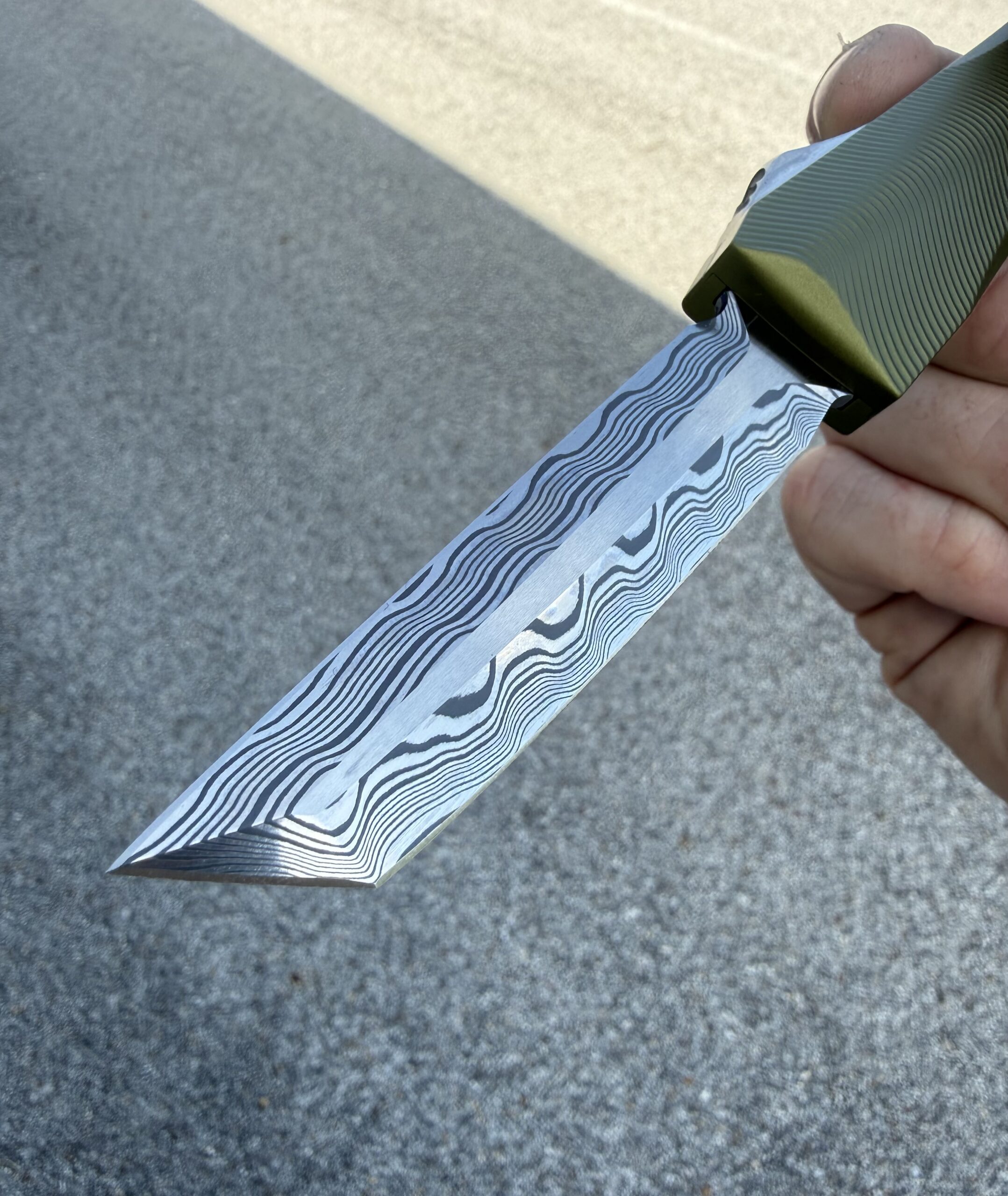 0331 Pulsar OD Green/Stainless Baker Forge Zeus Double Edge Tanto