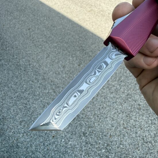 0331 Pulsar Garnet/Stainless Futuron Forge Rhombic Double Edge Tanto
